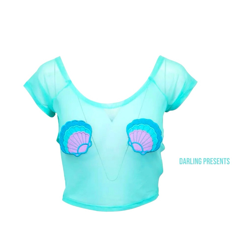 Iron Fist Mermaid For Life Crop Top Women Color Aqua Size S